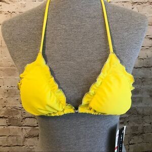 O’Neill Yellow Triangle Swim Top Silver Ruffle XS